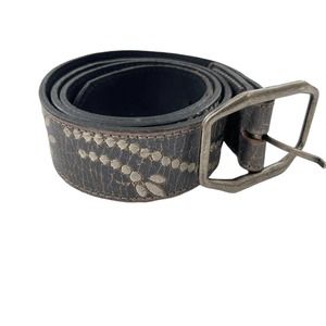 Bed Stu Women's Mohawk Belt Leather Floral Rustic Embroidery Brown Size Large